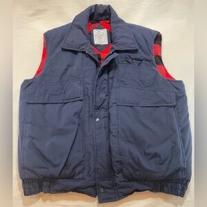 Expeditions Vest Men XL Blue Plaid Blanket Lined Utility Cargo Adult BROKEN ZIP*